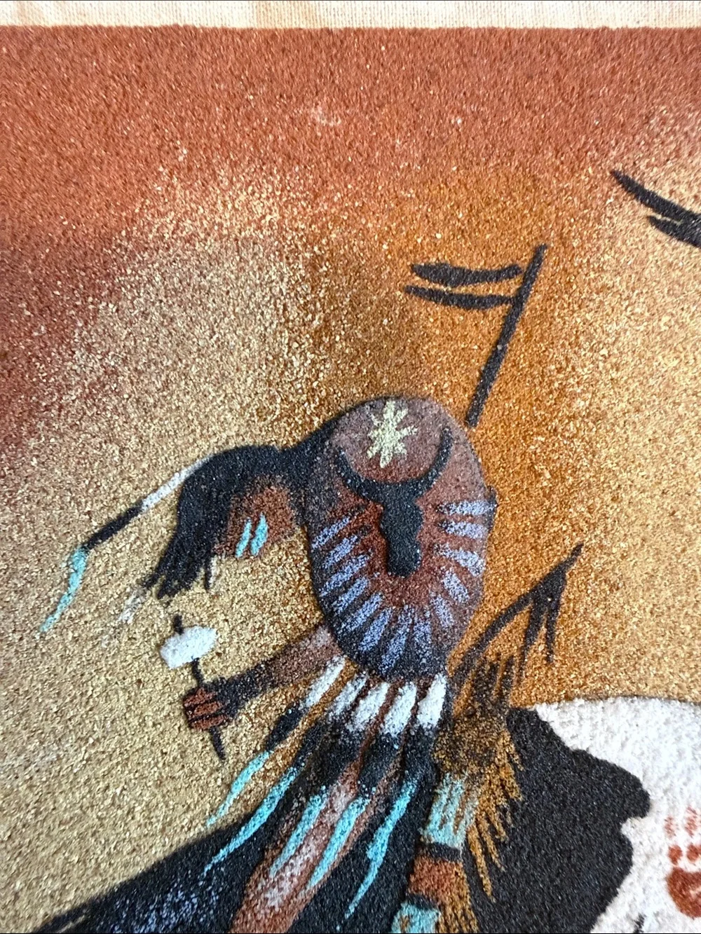 Original Navajo Sand Art Painting “The End of the Road” by Edgar Juser 1997 8x8”